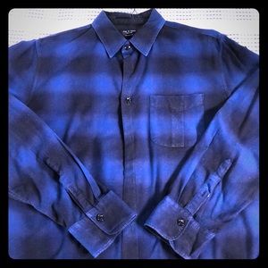 Rag and Bone black and blue plaid button up.